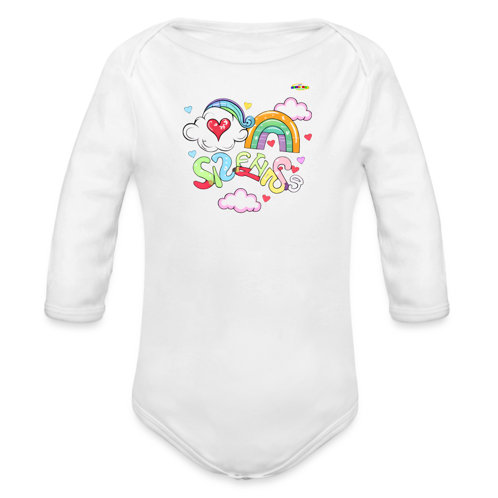 Sweet Bright Dreams Rainbow Graphic Baby Organic long Sleeve Baby Bodysuit-mybrightsideclothing.com - white