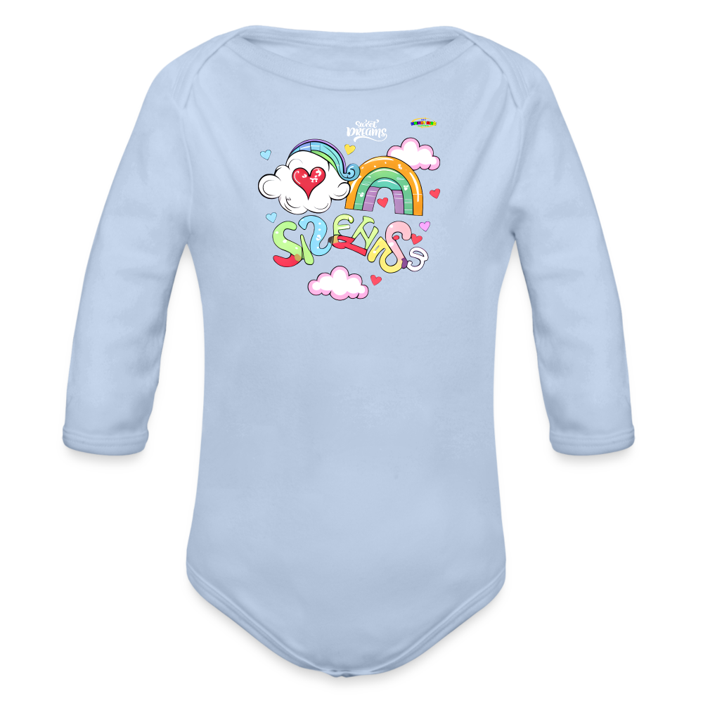 Sweet Bright Dreams Rainbow Graphic Baby Organic long Sleeve Baby Bodysuit-mybrightsideclothing.com - sky