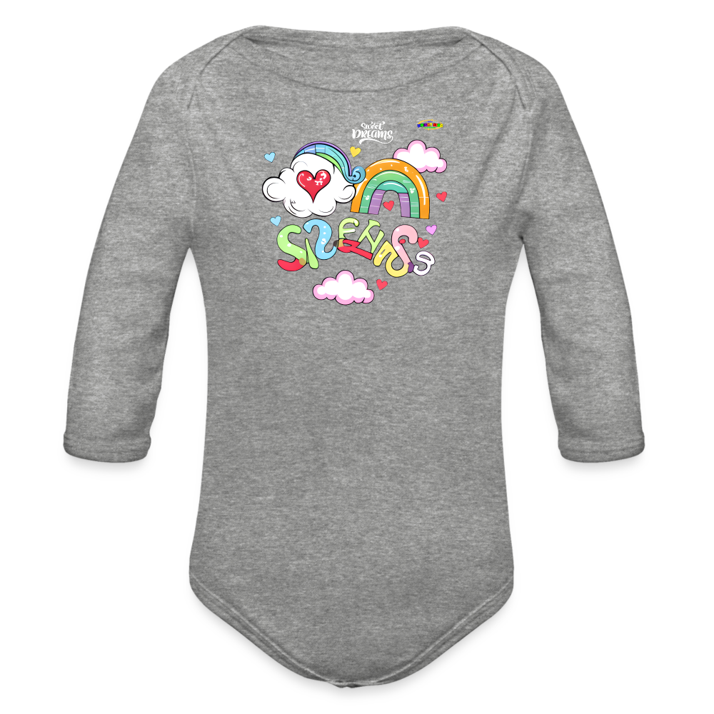 Sweet Bright Dreams Rainbow Graphic Baby Organic long Sleeve Baby Bodysuit-mybrightsideclothing.com - heather grey