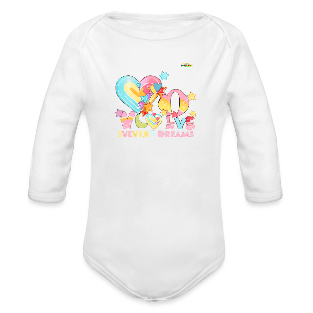 Cute Sweet Dreams Heart Graphic -Organic Long Sleeve Baby Bodysuit-mybrightsideclothing.com - white