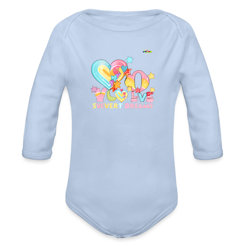 Cute Sweet Dreams Heart Graphic -Organic Long Sleeve Baby Bodysuit-mybrightsideclothing.com - sky