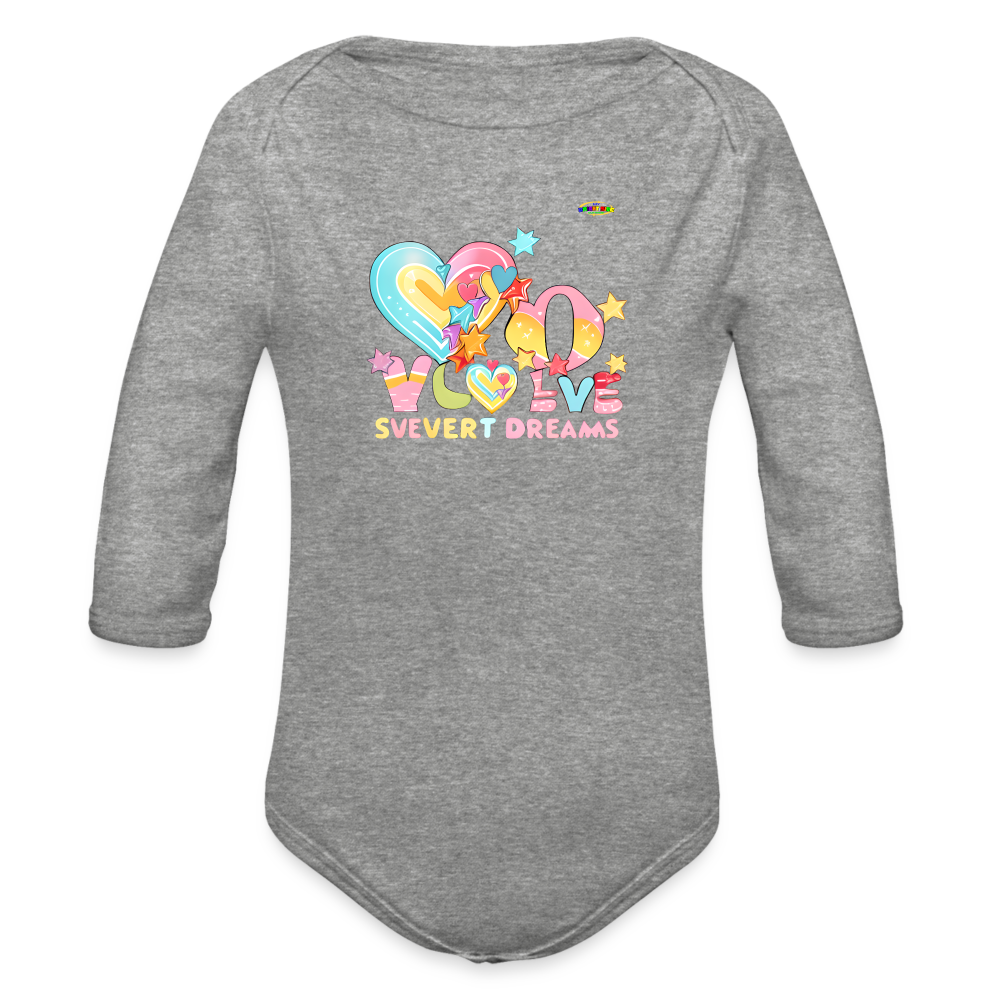 Cute Sweet Dreams Heart Graphic -Organic Long Sleeve Baby Bodysuit-mybrightsideclothing.com - heather grey