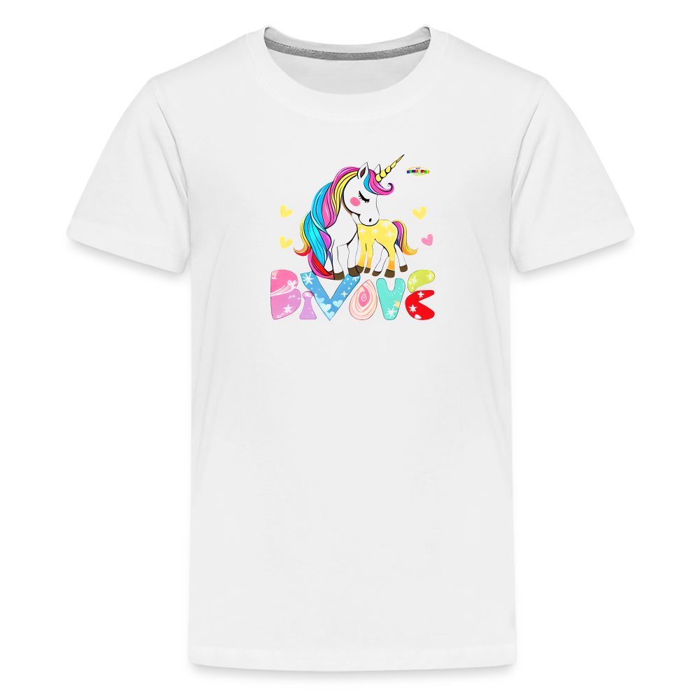 Cute Magical Love Unicorn Kids' Premium T-Shirt-mybrigtsideclothing.co-My Bright Side Clothing