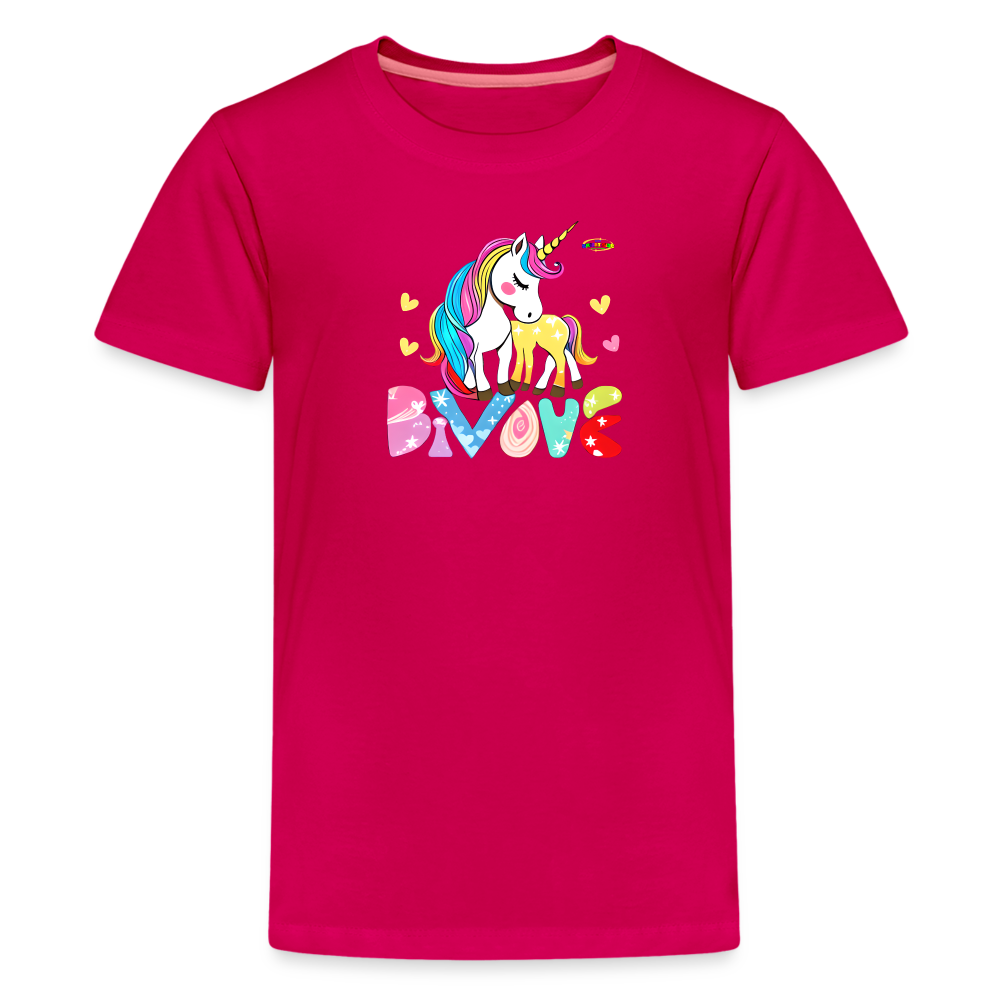 Cute Magical Love Unicorn Kids' Premium T-Shirt-mybrigtsideclothing.co-My Bright Side Clothing