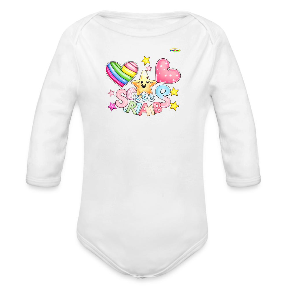 Cute Shinning Bright Star Graphic -Organic Long Sleeve Baby Bodysuit-mybrightsideclothing.com - white