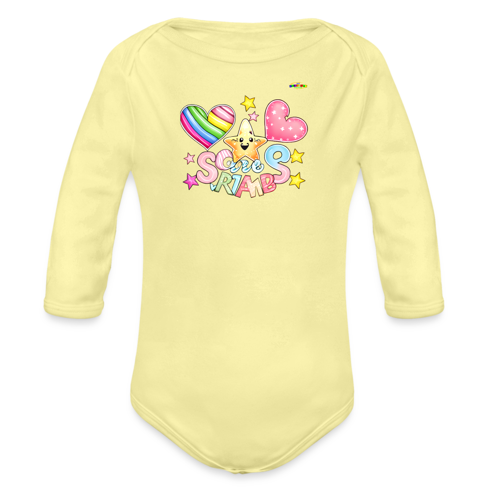 Cute Shinning Bright Star Graphic -Organic Long Sleeve Baby Bodysuit-mybrightsideclothing.com - washed yellow