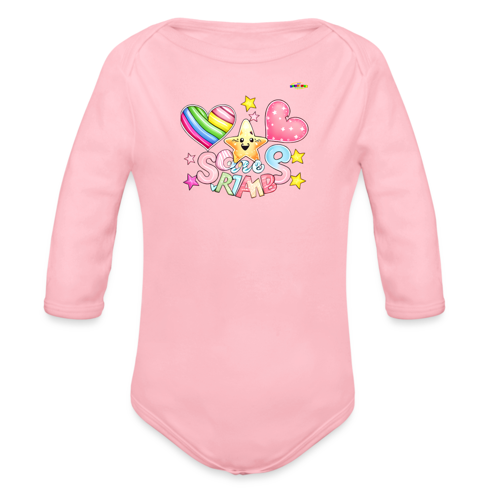 Cute Shinning Bright Star Graphic -Organic Long Sleeve Baby Bodysuit-mybrightsideclothing.com - light pink