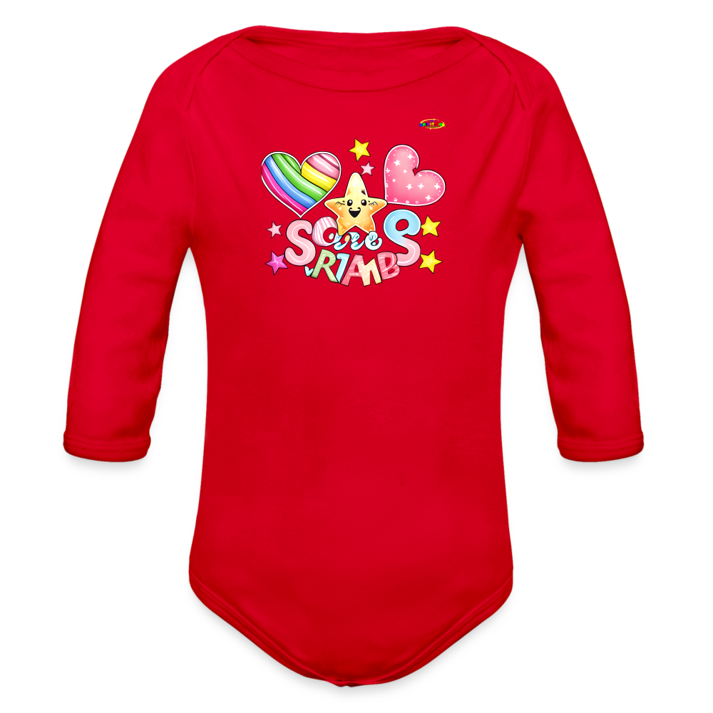 Cute Shinning Bright Star Graphic -Organic Long Sleeve Baby Bodysuit-mybrightsideclothing.com - red