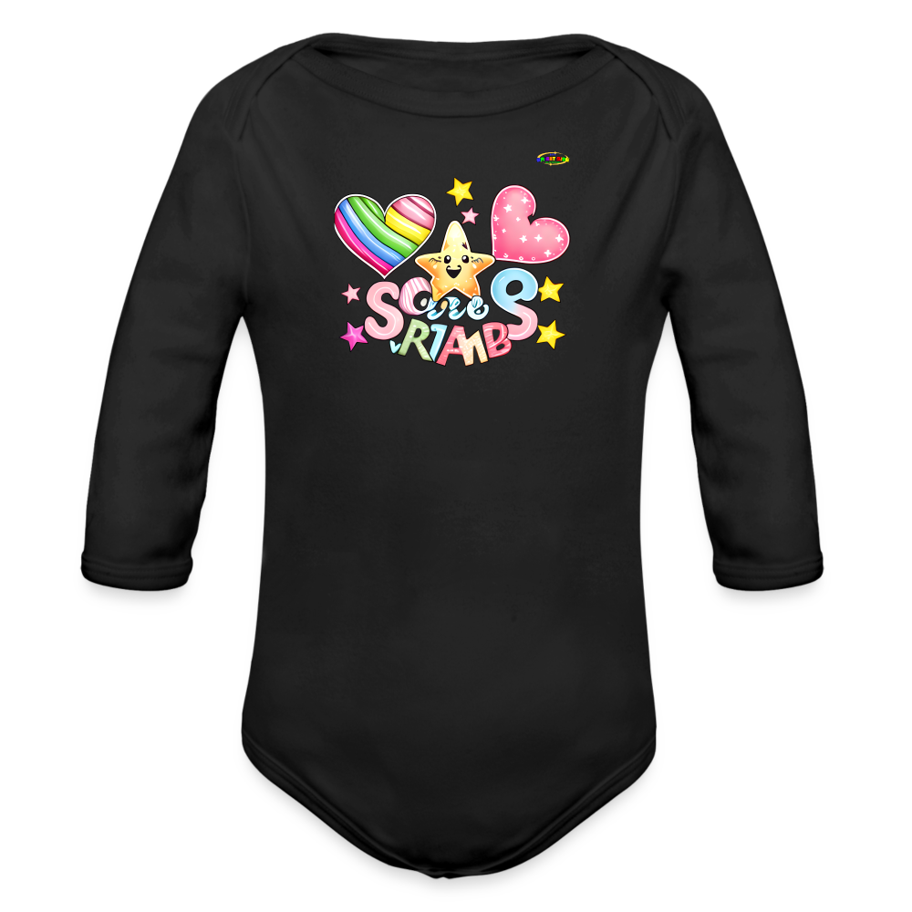 Cute Shinning Bright Star Graphic -Organic Long Sleeve Baby Bodysuit-mybrightsideclothing.com - black