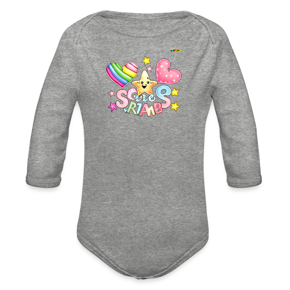 Cute Shinning Bright Star Graphic -Organic Long Sleeve Baby Bodysuit-mybrightsideclothing.com - heather grey