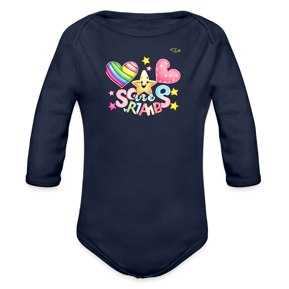 Cute Shinning Bright Star Graphic -Organic Long Sleeve Baby Bodysuit-mybrightsideclothing.com - dark navy