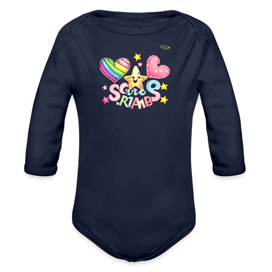 Cute Shinning Bright Star Graphic -Organic Long Sleeve Baby Bodysuit-mybrightsideclothing.com - dark navy