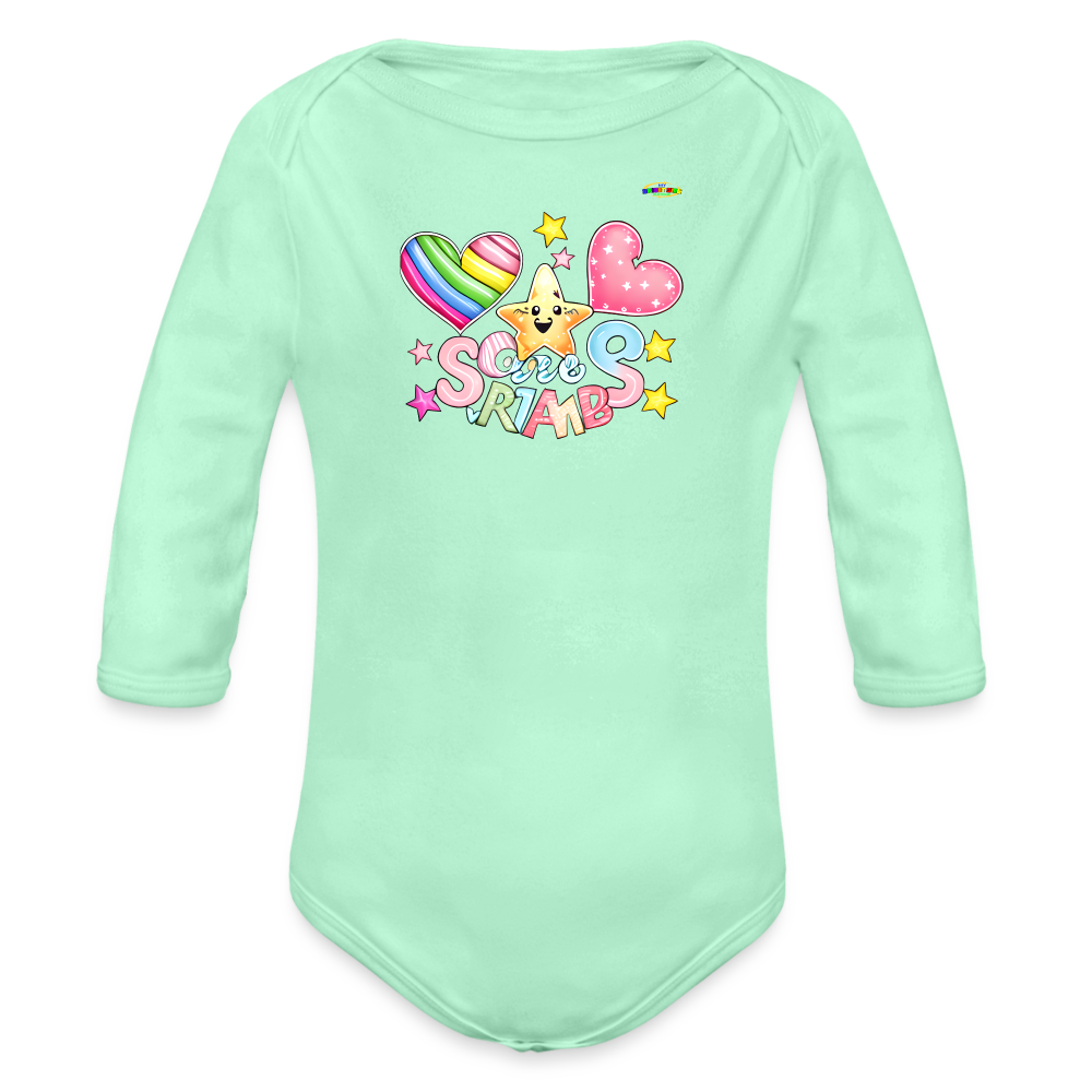 Cute Shinning Bright Star Graphic -Organic Long Sleeve Baby Bodysuit-mybrightsideclothing.com - light mint